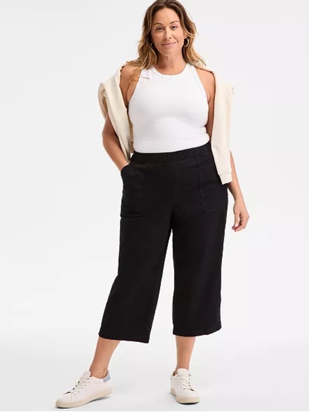 Style & Co Black Plus Mid-Rise Pull-On Capri Pants Size 18W
